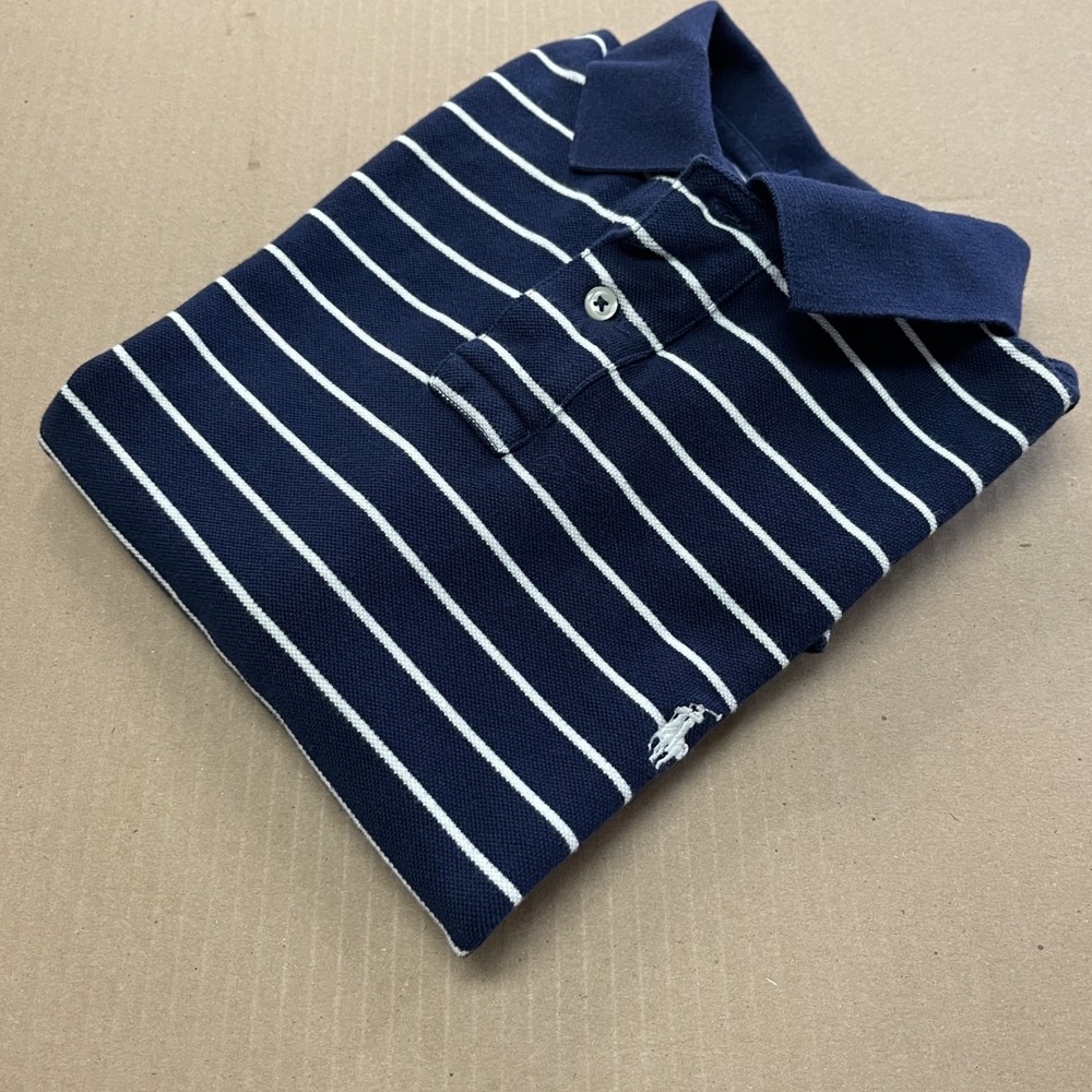 Polo Ralph‎ Lauren Mens Large Navy/White Stripe Pony Pique Rugby Golf Preppy - Picture 11 of 11